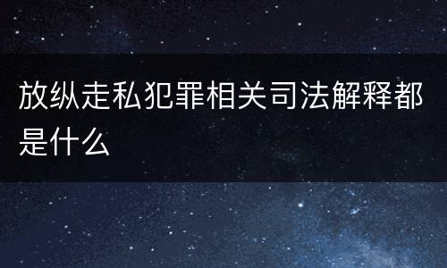 放纵走私犯罪相关司法解释都是什么