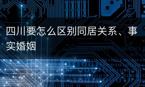 四川要怎么区别同居关系、事实婚姻