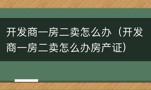 开发商一房二卖怎么办（开发商一房二卖怎么办房产证）