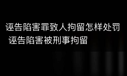 诬告陷害罪致人拘留怎样处罚 诬告陷害被刑事拘留