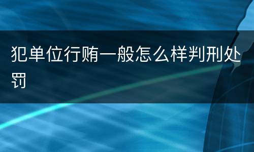 犯单位行贿一般怎么样判刑处罚