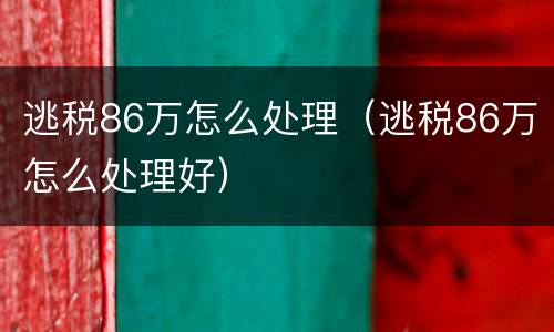 逃税86万怎么处理（逃税86万怎么处理好）
