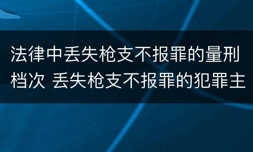 法律中丢失枪支不报罪的量刑档次 丢失枪支不报罪的犯罪主体只能是什么