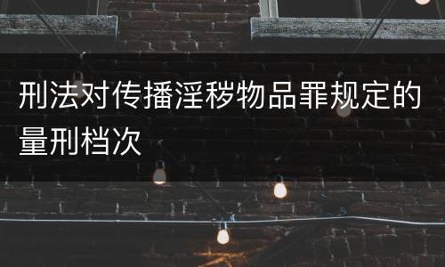 刑法对传播淫秽物品罪规定的量刑档次