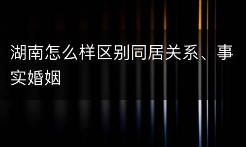 湖南怎么样区别同居关系、事实婚姻