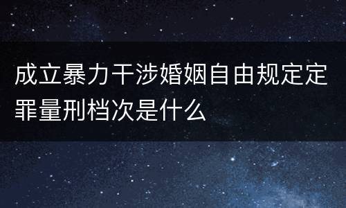 成立暴力干涉婚姻自由规定定罪量刑档次是什么