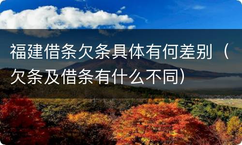 福建借条欠条具体有何差别（欠条及借条有什么不同）