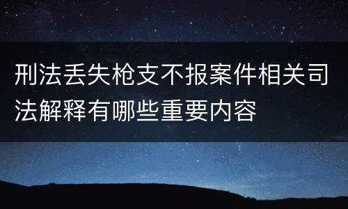 刑法丢失枪支不报案件相关司法解释有哪些重要内容