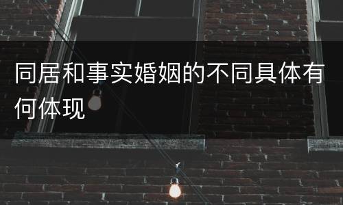 同居和事实婚姻的不同具体有何体现