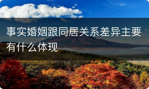 事实婚姻跟同居关系差异主要有什么体现