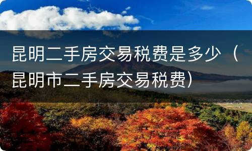昆明二手房交易税费是多少（昆明市二手房交易税费）