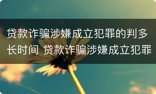 贷款诈骗涉嫌成立犯罪的判多长时间 贷款诈骗涉嫌成立犯罪的判多长时间啊