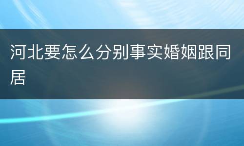 河北要怎么分别事实婚姻跟同居