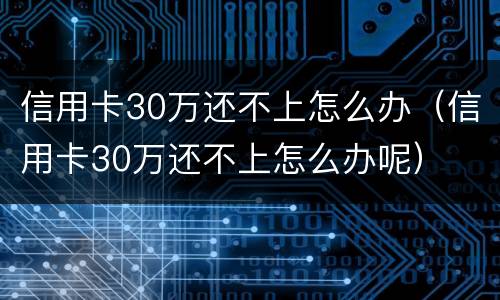 信用卡30万还不上怎么办（信用卡30万还不上怎么办呢）