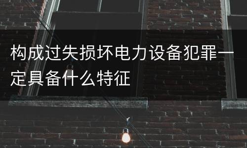 构成过失损坏电力设备犯罪一定具备什么特征
