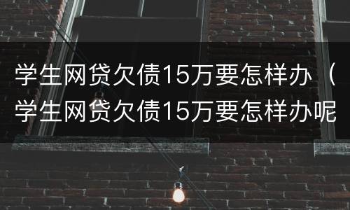 学生网贷欠债15万要怎样办（学生网贷欠债15万要怎样办呢）