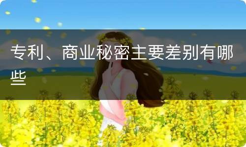 专利、商业秘密主要差别有哪些
