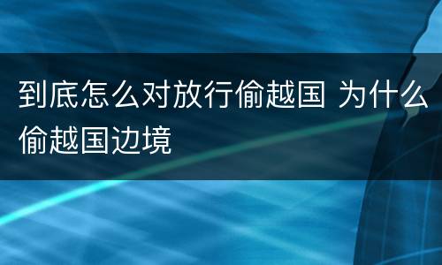 到底怎么对放行偷越国 为什么偷越国边境