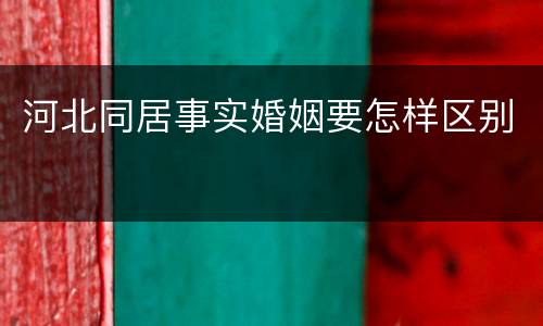 河北同居事实婚姻要怎样区别