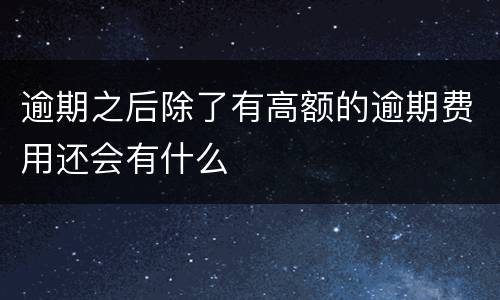 逾期之后除了有高额的逾期费用还会有什么