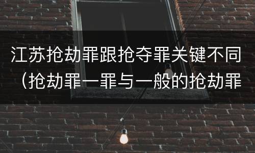 江苏抢劫罪跟抢夺罪关键不同（抢劫罪一罪与一般的抢劫罪区别）