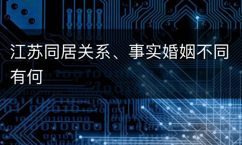 江苏同居关系、事实婚姻不同有何