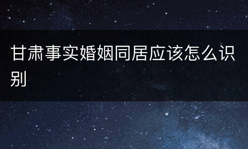 甘肃事实婚姻同居应该怎么识别