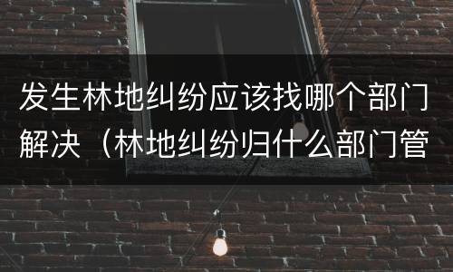 发生林地纠纷应该找哪个部门解决（林地纠纷归什么部门管）