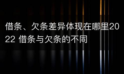 借条、欠条差异体现在哪里2022 借条与欠条的不同