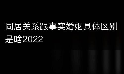 同居关系跟事实婚姻具体区别是啥2022