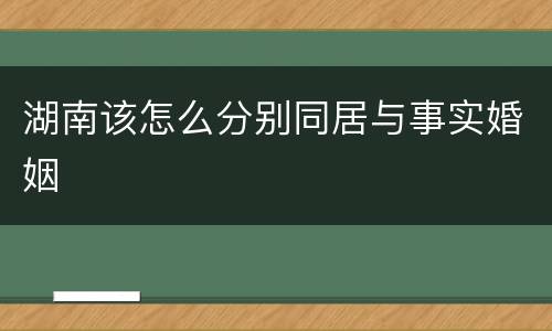 湖南该怎么分别同居与事实婚姻