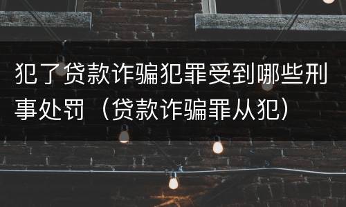犯了贷款诈骗犯罪受到哪些刑事处罚（贷款诈骗罪从犯）