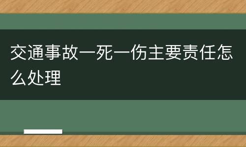 交通事故一死一伤主要责任怎么处理