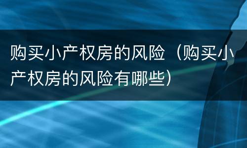 购买小产权房的风险（购买小产权房的风险有哪些）