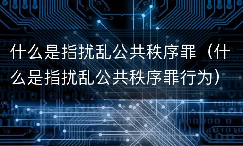 什么是指扰乱公共秩序罪（什么是指扰乱公共秩序罪行为）