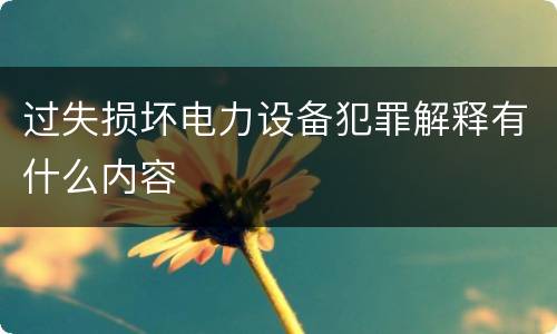 过失损坏电力设备犯罪解释有什么内容