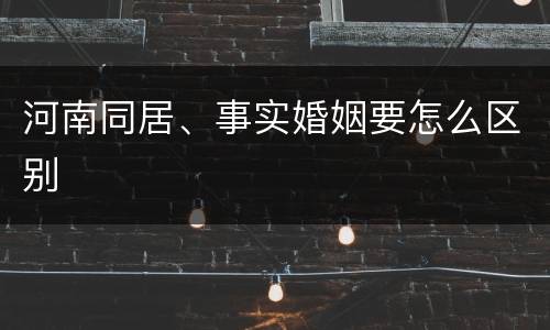 河南同居、事实婚姻要怎么区别
