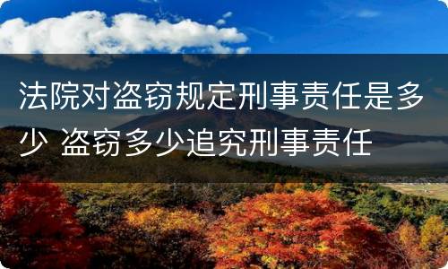 法院对盗窃规定刑事责任是多少 盗窃多少追究刑事责任