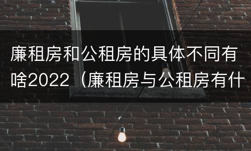 廉租房和公租房的具体不同有啥2022（廉租房与公租房有什么不同）
