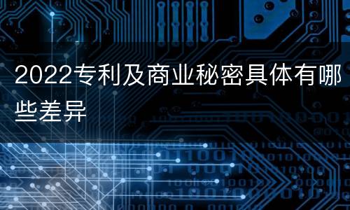 2022专利及商业秘密具体有哪些差异