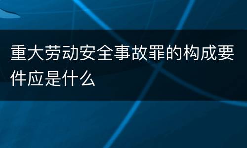 重大劳动安全事故罪的构成要件应是什么