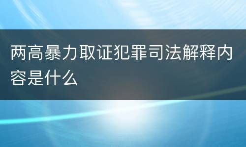 两高暴力取证犯罪司法解释内容是什么