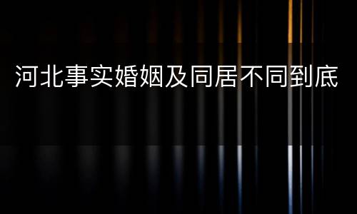 河北事实婚姻及同居不同到底