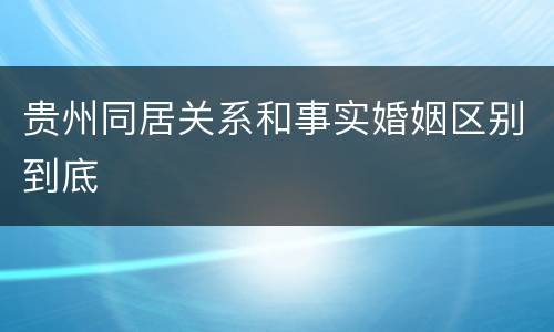 贵州同居关系和事实婚姻区别到底
