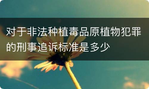 对于非法种植毒品原植物犯罪的刑事追诉标准是多少