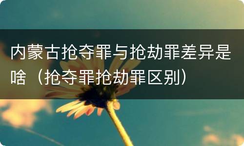 内蒙古抢夺罪与抢劫罪差异是啥（抢夺罪抢劫罪区别）
