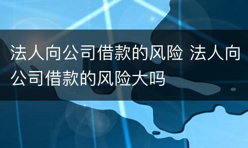 法人向公司借款的风险 法人向公司借款的风险大吗