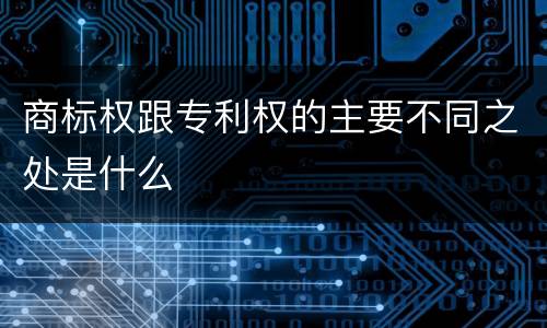 商标权跟专利权的主要不同之处是什么