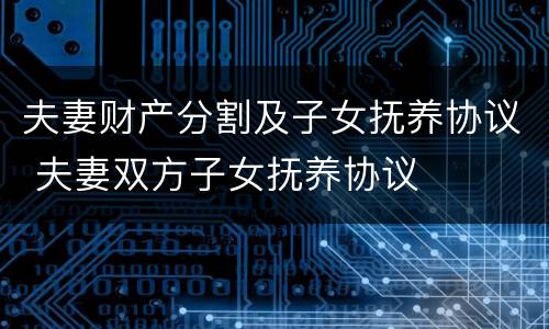 夫妻财产分割及子女抚养协议 夫妻双方子女抚养协议