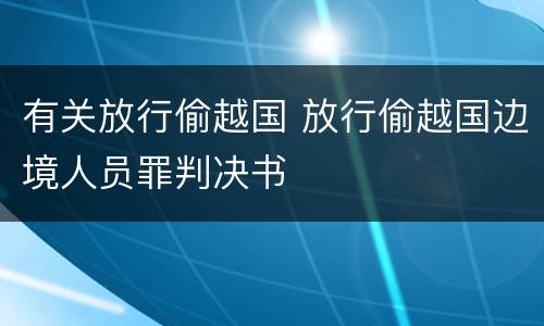 有关放行偷越国 放行偷越国边境人员罪判决书